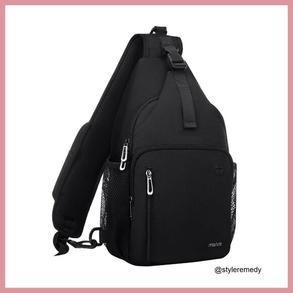 Polyester Sling Backpack with USB Port, Adjustable Crossbody Daypack for Hiking main image 6
